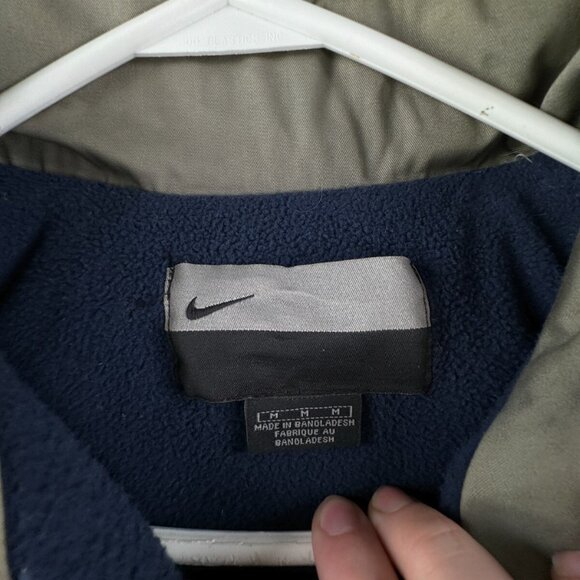 VTG Nike Silver Tag Medium Fleece Lined Down Fill Puffer Jacket Winter Zip Green - Picture 6 of 16